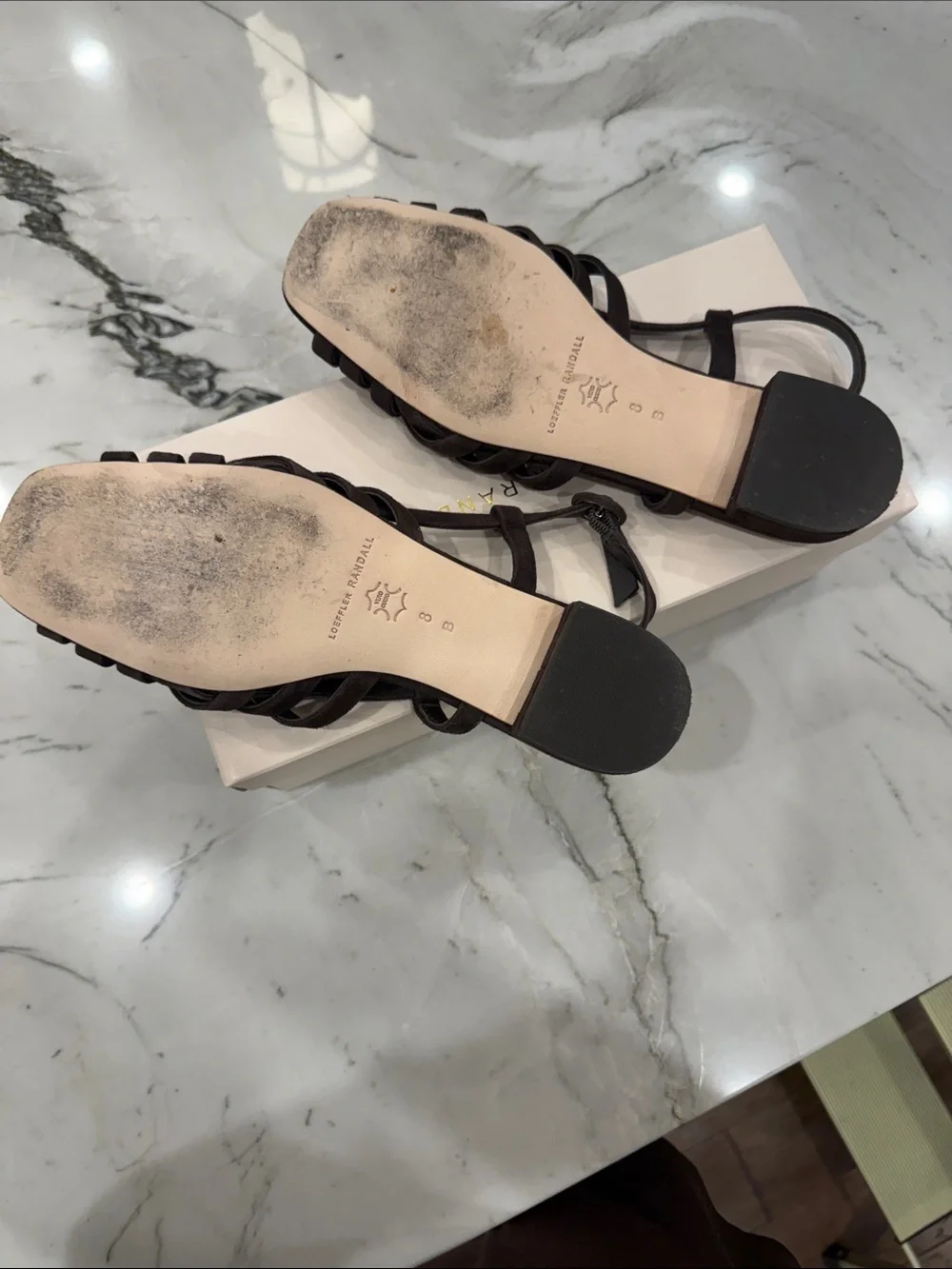 Loeffler Randal Shelly Brown Suede Flat Sandal size 8